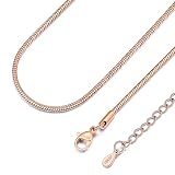 [ChainsHouse] ネックレス チェーンのみ スネークチェーン レディース サージカルステンレス 50センチ+5センチ 1ミリ ピンクゴールド 極細 アクセサリー