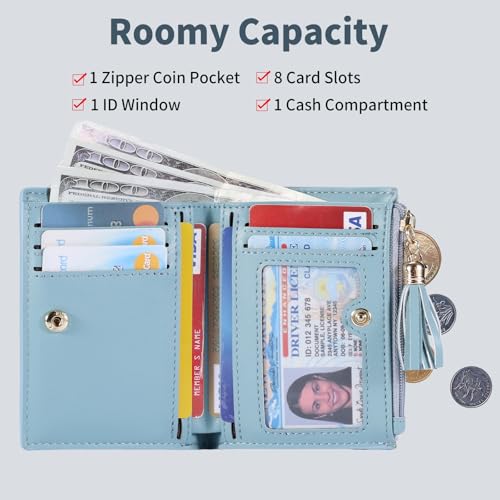 Image of Gostwo Small Wallets for Women, Stylish Womens Wallet with ID Window, Zippered Coin Pocket and Tassel. Cute RFID Wallet for Women, ideal for Teen Girls, Commuters, and Women for Daily Use