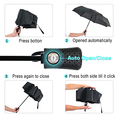 Lflfwy 2 Pack Double Layer Windproof Umbrella - Compact Travel Umbrella Automatic Open And Close, Eco-Friendly Folding Umbrella For Men And Women #TOP3