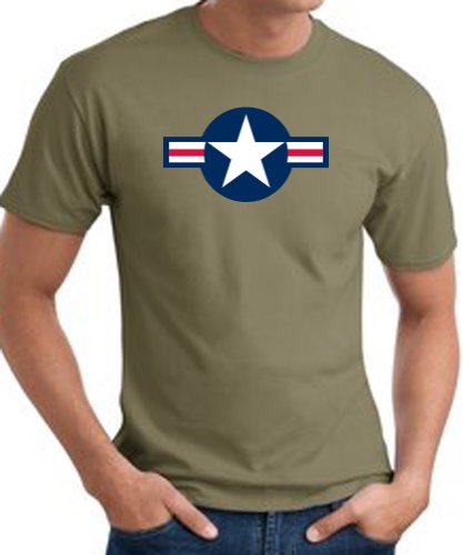 Airforce Star Aircraft Insignia Logo Emblem Adult Military Airforce T-Shirt - Olive Green, Small