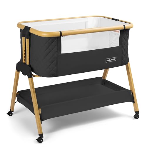 Image of 3 in 1 Baby Bassinet with Wheels, Portable Bedside Sleeper for Baby with 7 Adjustable Heights and Foam Mattress, Baby Bedside Crib for Newborns and Infants with Storage Basket, Carry Bag Included