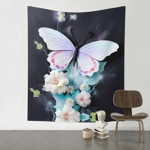 Tapisserie papillon blanc BLWSLC pour habiller un mur vide de salon ou chambre