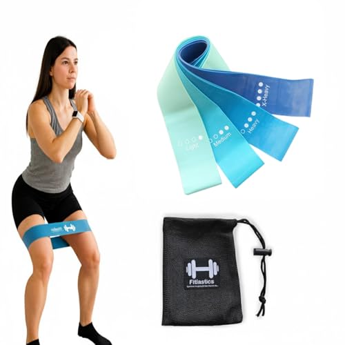 Image of Resistance Loop Bands Set of 4 (Light, Medium, Heavy, X-Heavy) - Premium Latex Exercise Bands for Yoga, Workout, Strength Training, Home Gym Fitness Bands for Men & Women