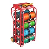 Wire Spool Rack, Wire Cart with Wheels, Wire Spool Holder, Wire Cable Caddy with 11 Rods, Multi-Spool Wire Rack Dispenser with Movable Wiring Storage Box for Electrical Industrial Use