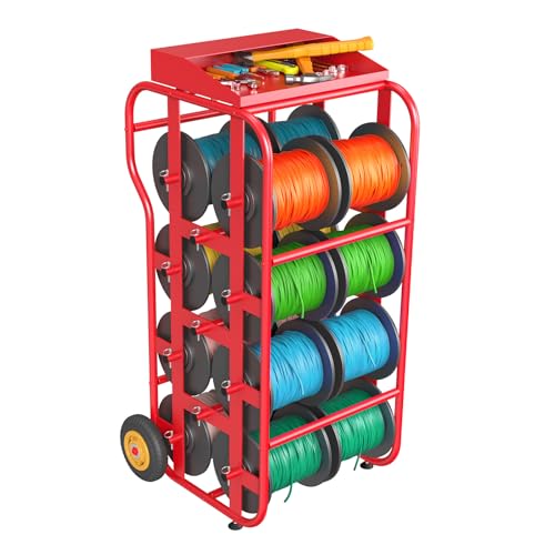 Wire Spool Rack, Wire Cart with Wheels, Wire Spool...