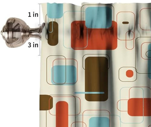 Image of Retro Abstract Geometric Window Valance Curtain, Vintage Shapes Mid Century Colorful Boho Style Window Treatment Valances for Kitchen Living Room Cafe Decor 54'x18', 1 Panel
