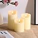 Eywamage Ivory Flameless Pillar Candles with Remote, Flickering Realistic LED Battery Wax Candles Set of 3, Φ 3