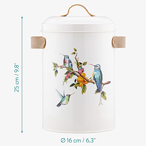 Navaris Tierfutter Aufbewahrung Vogel Design - 4,9L Volumen - Behälter für Vogelfutter - Hunde Trockenfutter Dose - Futterbox Hundefutter Katzenfutter - Tierfutterbehälter