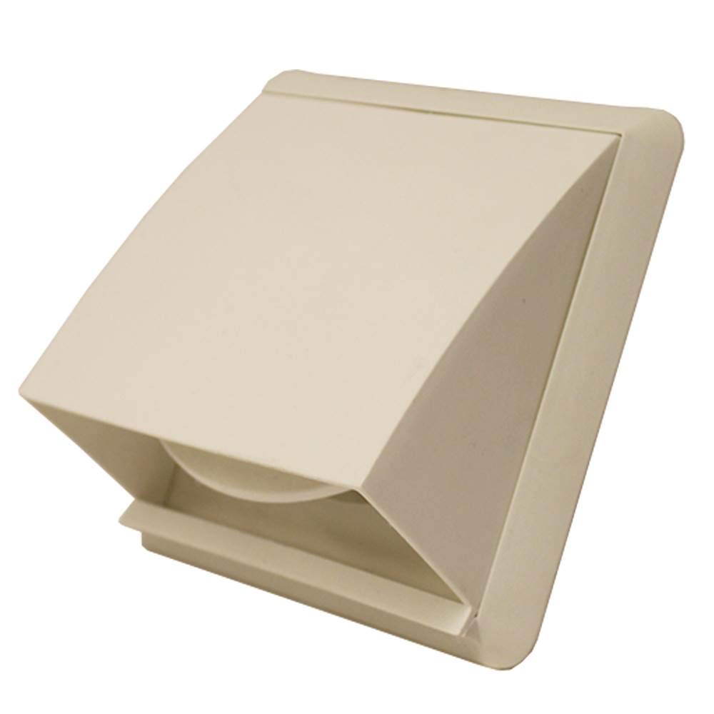 Kair White Cowled Outlet Grille 155Mm External Dimension Wall Vent With Rectangular 110Mm X 54Mm Rear Spigot And Wind Baffle Backdraught Shutter