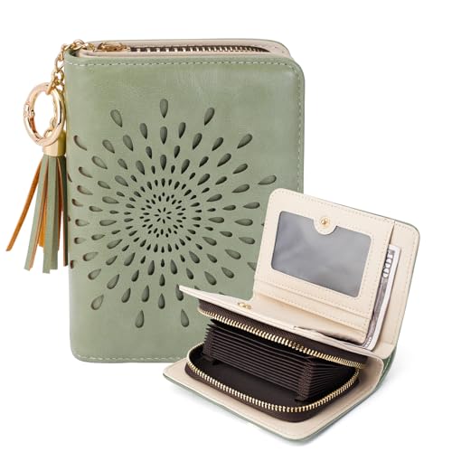 APHISON RFID Small Wallets for Women Ultra PU leather Card Holder Bifold Womens Ladies Wallet Zipper Coin Pocket