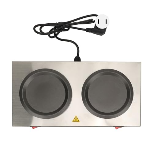 Double Coffee Warmer, Portable Coffee Pot Warmer with Double Hot Plate, Stainless Steel Standard Decanter Warmer, for Cafe Break Room (US Plug AC110V 15A)