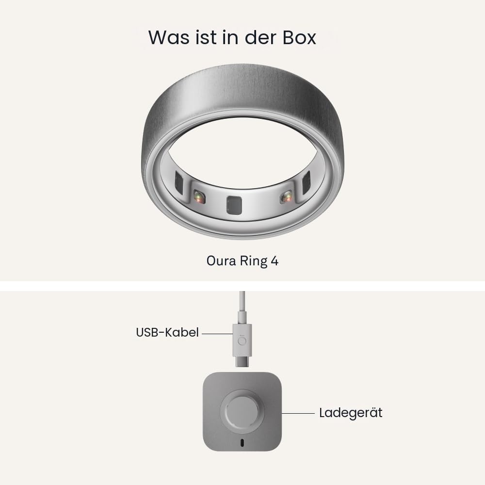 Oura Ring 4 - Gebürstetes Silber - Size 11 - Smart Ring | Measure First with Oura Ring 4 Sizing Kit | Sleep Tracking Wearable - Heart Rate - Fitness Tracker - Up to 8 Days Battery Life