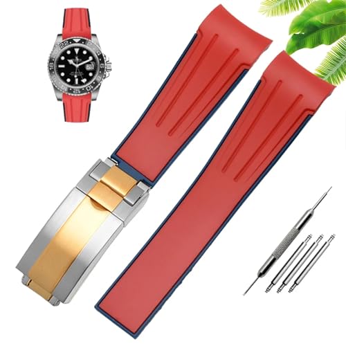 Bracelet montre silicone étanche 22mm boucle rouge agate