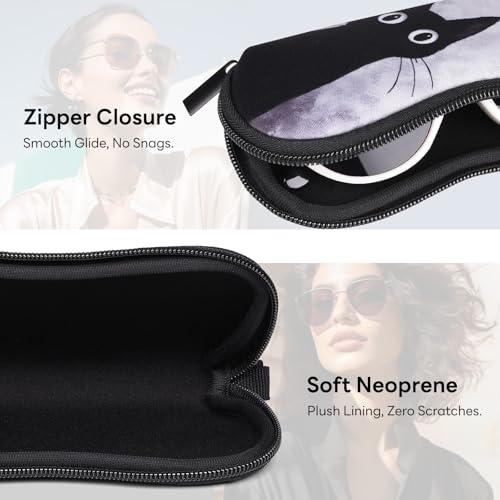 Image of Sunglasses Case with Belt Clip, Ultra Light Neoprene Zipper Soft Padded Glasses Case for Women Men
