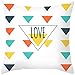 Beydodo Cojines para Sofa,Love Patrón de Triángulo,Funda Cojin 45 x45 Funda de Cojines Decorativos Blanco Amarillo