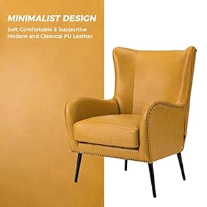 Hulalahomefauxleatheraccentchairsetof2wremovablecushioncomfyupholsteredarmchairwithmetallegsnailheadtrimwingbackvanitychairdeskchairforreadinglivingroombedroomyellow Urban Country Home Decor Hulala home faux leather accent chair set of 2 wremovable cushion comfy upholstered armchair with metal legs nailhead trim wingback vanity chair desk chair for reading living room bedroom yellow urban country home decor