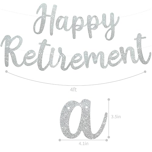 Image of BEISHIDA Pre-Strung Glitter Silver Happy Retirement Banner Party Decoration
