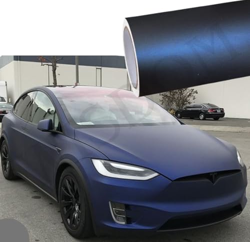 Image of WISDOM Navy Blue Matt Metallic Vehicle Wrap Vinyl Matt Finish Easy Apply Air-Release Weatherproof DIY Car & Motorcycle Wrap (Navy Blue MATT Metallic, 20 Inch X 17 Feet)