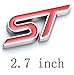 2pcs ST Grille Emblems, Metal Decal Badge + Back Sticker Replacement for Universal Cars (Red)