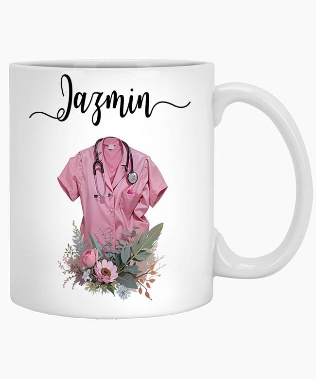 Personalized Nurse Name Jazmin 11oz White Mug Mug Custom Nurse Name Mug Nursing Graduation Gift Nurse Graduation Rn Gift 11oz Black Ceramic Coffee