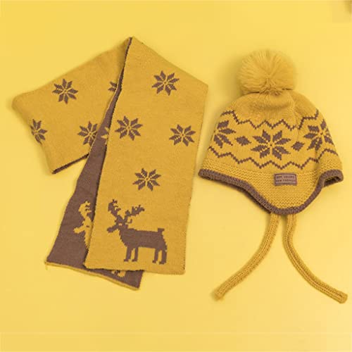 Conjunto de gorro de ciervo de Navidad y bufanda de punto para niños mayores de 3 años 7
