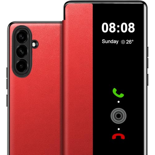 Étui Samsung Galaxy S26 Plus Rabat Transparent Rouge pour Sorties et Bureau