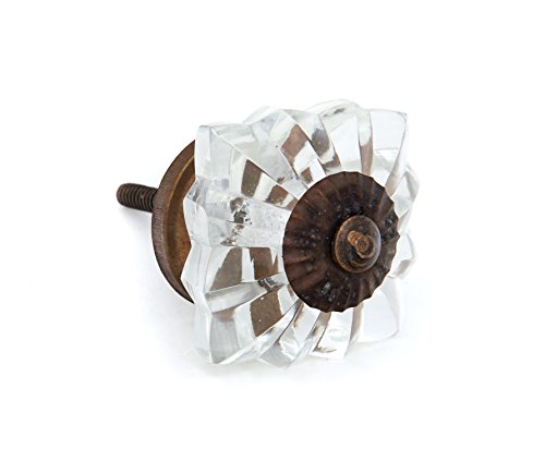 Shabby Restore Clear Square Glass Kitchen Cabinet Pulls, Dresser Knobs With Antique Dark Bronze Hardware - Pack Of 10 #TOP23