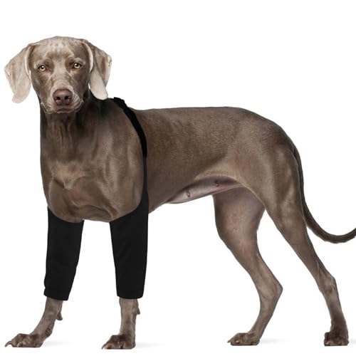 Image of ROZKITCH Dog Surgery Leg Sleeve for Front Legs, Pet Prevent Licking Wound Elbow Knee Protector, Dog Leg Sleeve to Stop Licking Cone Collar Alternative for Sprain ACL CCL Arthritis Black XL