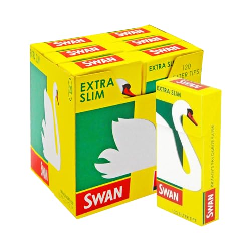 Swan Extra Slim Filter Tips - 720 Filters Pre-Cut Rolling Tips Slim Filters (120 Tips pack x 6)