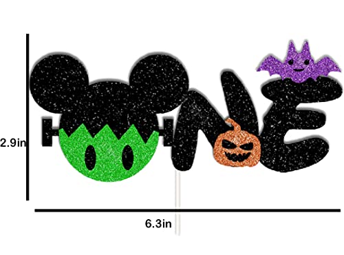 Halloween Mouse Cake Toppers Mouse One Birthday Cake Decorations With Zombie Mickey Pumpkin Bat For Halloween Mouse 1St Themed Baby Shower Party (One) #TOP1