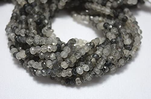 Rutile quartz gem stone rondelle beads de 4 mm en lot de 5 rangs pour bijoux