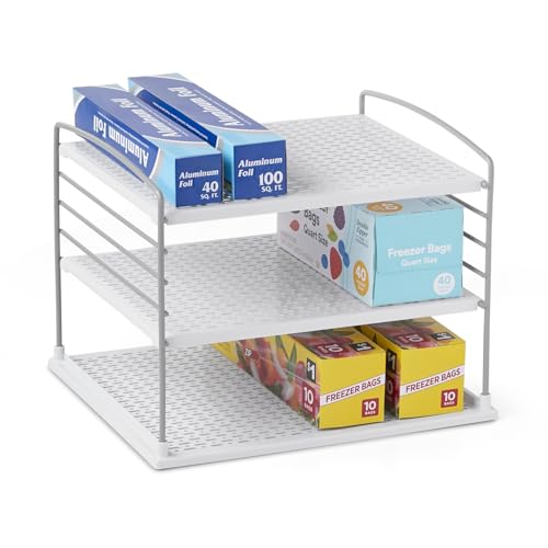 YouCopia UpSpace Cabinet Box Organizer, Adjustable Kitchen and Pantry Shelf for Plastic Wrap and Foil Storage, Large