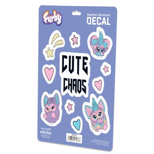 Image of Hasbro Furby Cute Chaos Adhesive Vinyl Decal Pack | Cute Character Stickers for Laptop or Water Bottle, 1 pack (11 count)