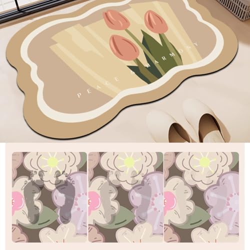 Tapis de bain à fleurs irrégulières antidérapant discret terrasse 50x80 - 3