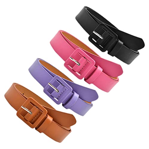 4Pcs Girls Belts Boy Girl Waist Belts for Girls Versatile Fashion Accessories in Red for Dresses and Jeans