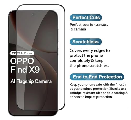Image of HD Tempered Glass Screen Protector Compatible for Oppo Find X9 5G with Edge to Edge coverage and Easy Installation kit