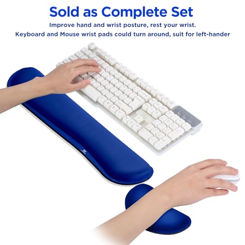 Image of Gimars Superfine Fiber Widen Memory Foam Set Nonslip Mouse Pad Wrist Support & Keyboard Wrist Rest Support for Office, Computer, Laptop & Mac & Comfortable & Lightweight for Easy Typing & Pain Relief