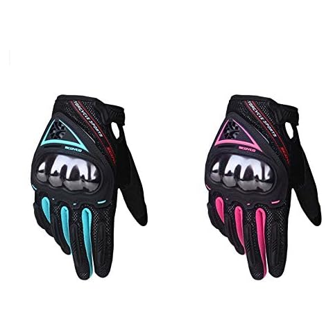 SCOYCO Woman Motorcycle Gloves Touchscreen Armor Breathable Women's Gloves Non-Slip MBX / MTB / ATV Sport Pink Cycling Gloves (Pink, XL) Cover