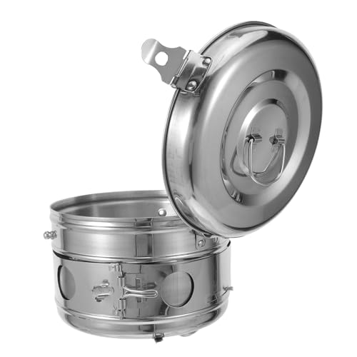 Garneck Cesta de Almacenamiento Sellada de Acero Inoxidable 304, Tanque Hermético de 17 Cm con Povidona Yodada, Contenedor Metálico para Uso Hospitalario y Laboratorio