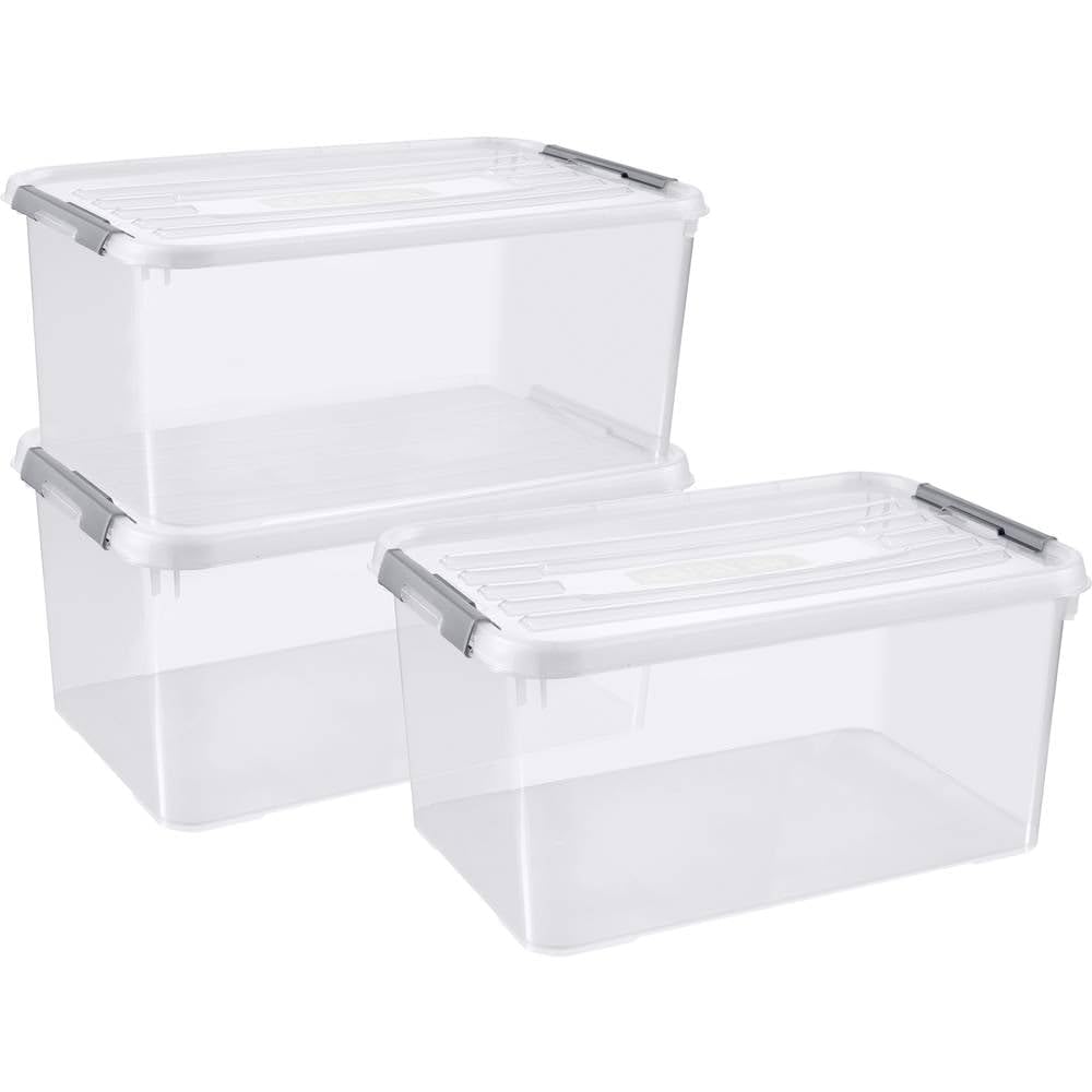 CURVER - Juego de 5 cajas de almacenamiento Handy box de 15 l + tapas transparentes, 39,5 x 29 x 40,5 cm, plástico