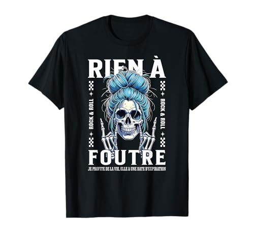 Crâne Rock and Roll Femme – Humour Noir et Sarcasme Rebelle T-Shirt