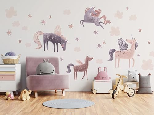 Vinilo decorativo unicornio rosa para pared set 1 + 2 miniatura 5