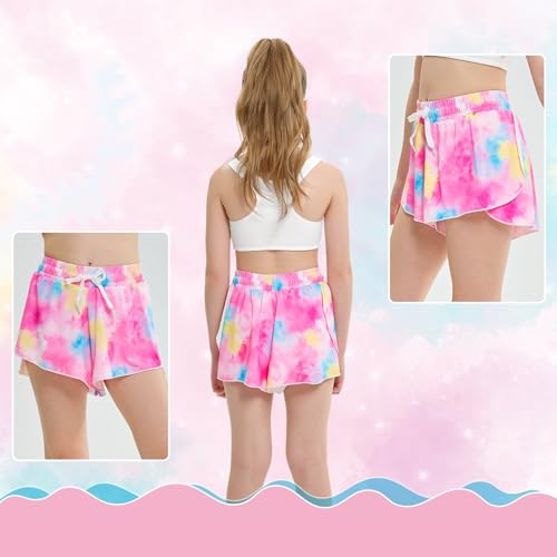 Girls Butterfly Shorts Unicorn Running Shorts 2 in 1 Flowy Athletic Shorts Casual Skirt for Teens Kids4
