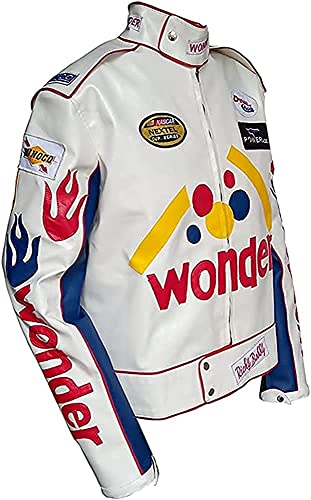 Men Ricky Bobby Wonder White Faux Leather Jacket2