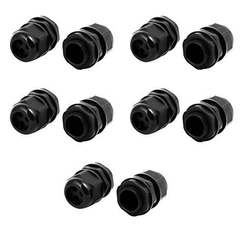 Aexit M25x1.5mm 4.8mm-6.2mm Transmission Adjustable 3 Holes Cable Gland Joint Black 10pcs