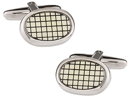 Set de Mancuernillas Ovaladas Esmaltadas en Blanco miniatura 1