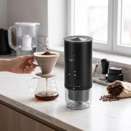 Cryfokt Portable Electric Coffee Grinder Adjustable Coarse to Fine Type C 25 Cups Removable Lid with Low Noise for Outdoor Coffee Grinder Travel — view 7