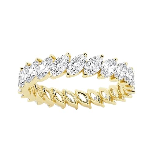 PVN Jewels Marquise Lab Grown Cubic Zirconia Diamond Eternity Band in 925 Sterling Silver
