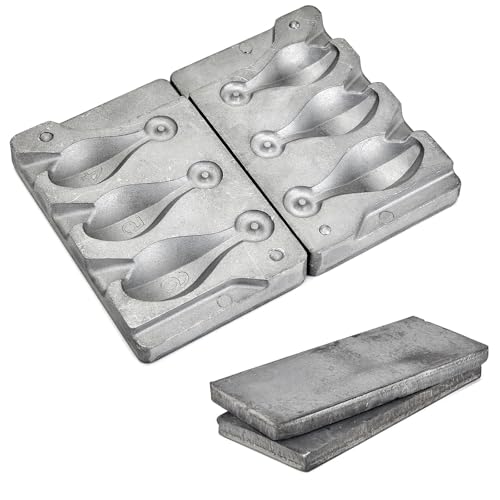MOPHOEXII Bank Sinker Lead Mold with 2.1LB Lead Sheet Fishing Weight Molds with 3 Mold Cavities 4 oz 5 oz 6 oz Without Handle