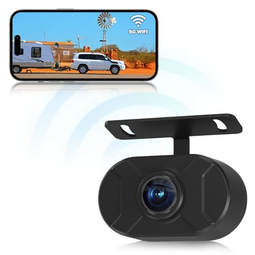 GREENAUTO WiFi Rückfahrkamera HD 1080P 5G WLAN Rückfahrkamera für iPhone iPad Android Phone Pad mit 160 Weitwinkel Sternenlicht-Nachtsicht IP69K WasserdichtEinparkhilfe Kabellos für Auto Van SUV